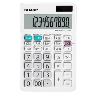 SHARP EL330WB 10 Digit Angled Business Calculator - White