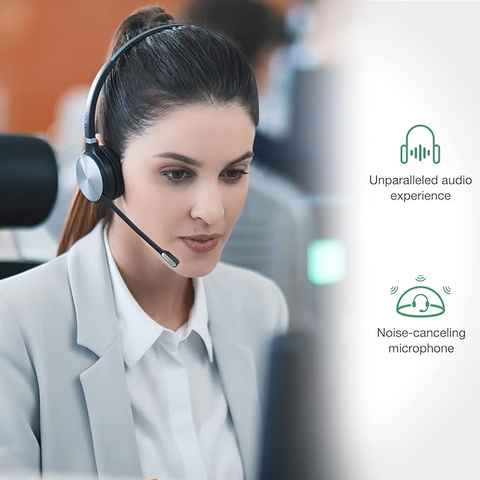 Casque Filaire Yealink YHS36 Dual - Style Sur-tête, Binaural, Micro Antibruit - Connecteur RJ9 Pour Téléphones IP Yealink - Pour Bureau, Centre D'appels