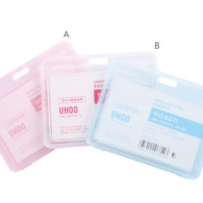 UHOO 6071 Horizontal ID Card Holder-Double Side Visible and Transparent(12pcs/box)