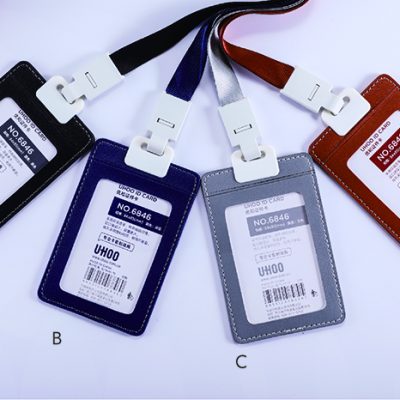 UHOO 6846 Vertical PU Leather Badge Holder(12pcs/box)_Brown